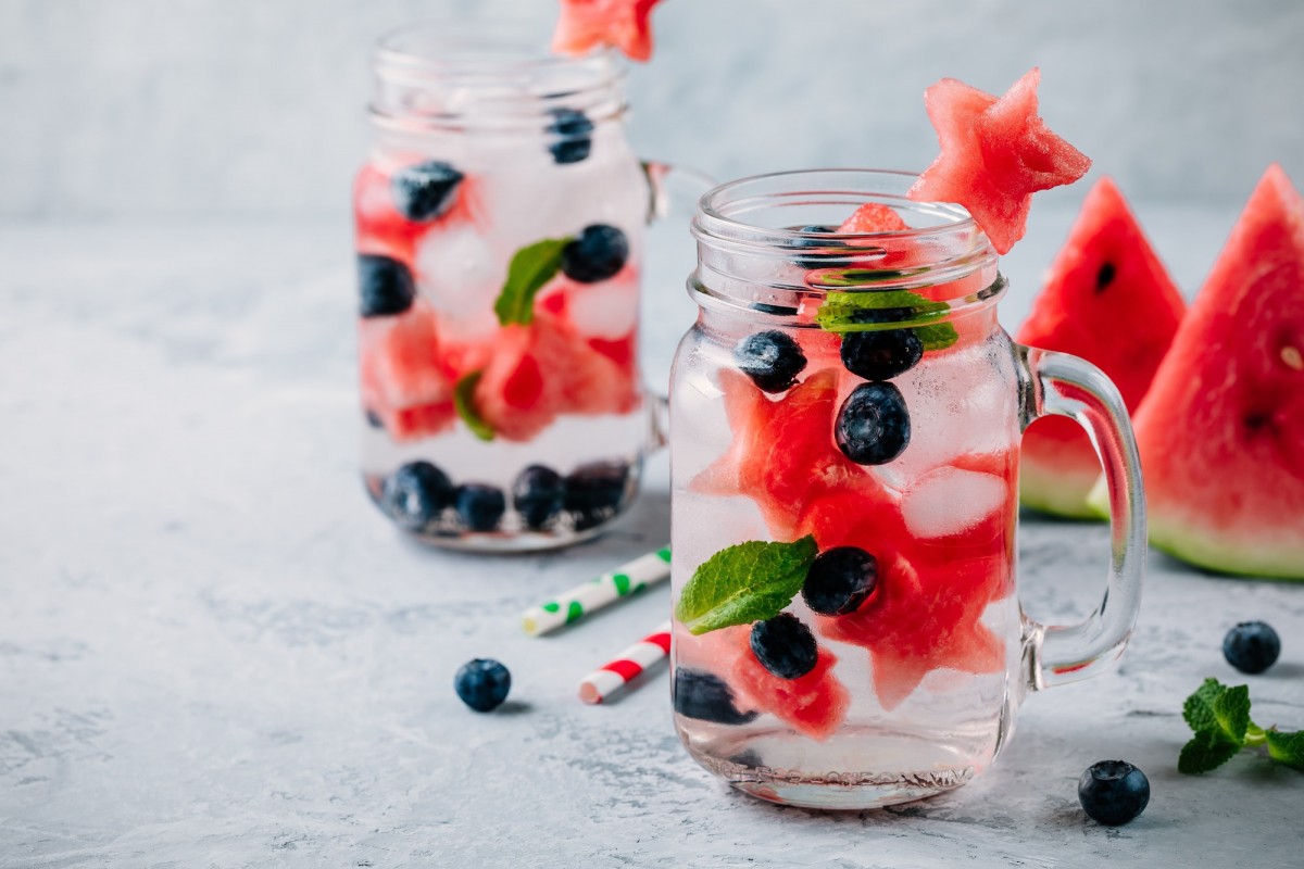21 Invigorating Spa Water Recipes For Instant Energy; Infused detox water with watermelon, mint and blueberry.
